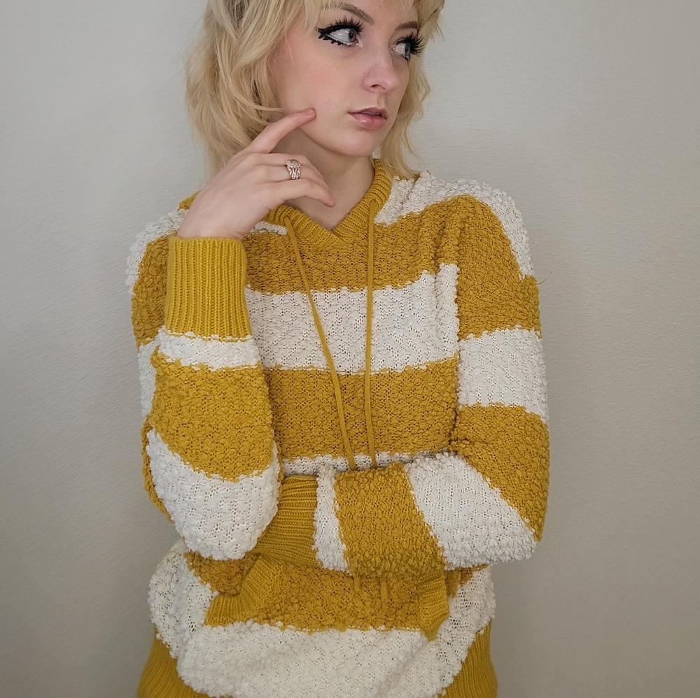 Yellow Stripped Hoodie Shirt